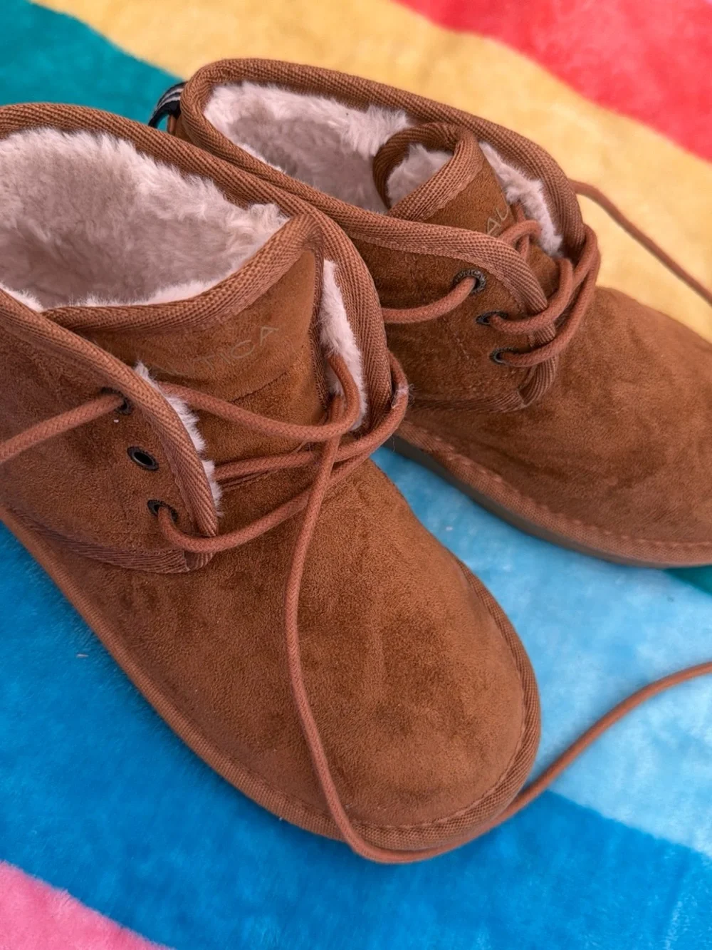 Nautica Kids Faux-Suede Lace-Up Boots - Brown